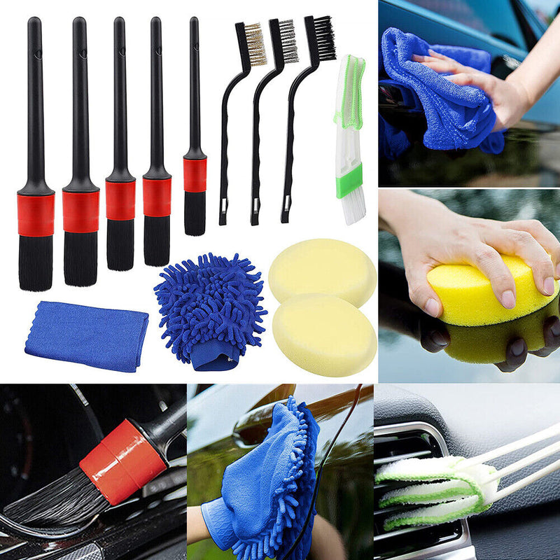 13pcs Car Automobile Detail Cleaning Brush Cleaner Air Outlet Rim Dust Remover