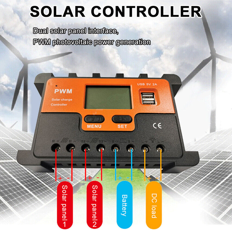 Solar Charge Controller Solar Panel PWM Controllers Charger Regulator (20A)