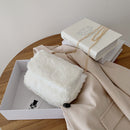 Simple Solid Chain Shoulder Tote Casual Women Plush Crossbody Bag (White)