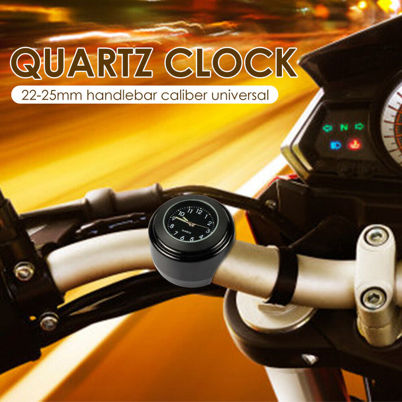 Motorcycle Clock Waterproof 22-25mm Slide Handleable Watch Luminous Quartz Clock