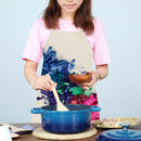 Kitchen Linen Apron Colorful Powder Print Home Bib for Cooking Baking Shop