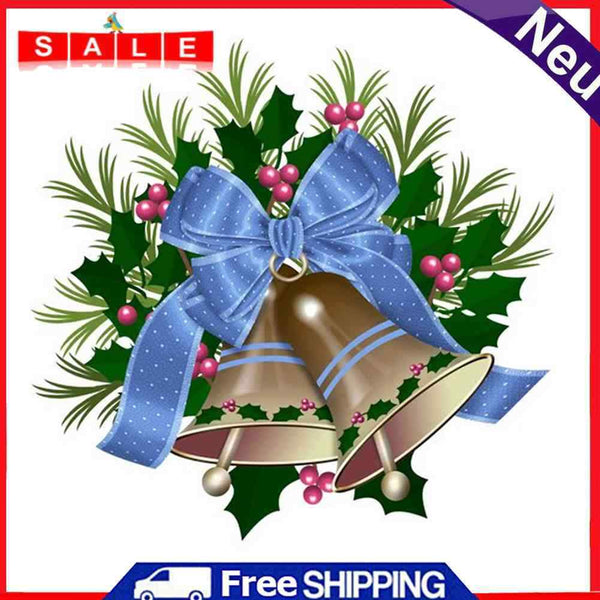 Frameless Oil Paint By Numbers DIY Blue Bow Bell Picture Craft Kit for Home