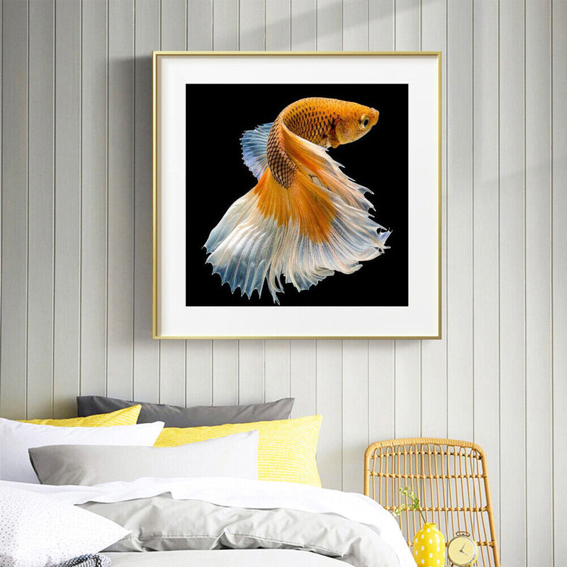Golden Fish Full Drill Round Diamond Painting DIY Mosaic Kits Home Decor