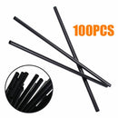 100PCS Tea Cocktail Coffee Long Barware Straight Drinking Straw Black Plastic