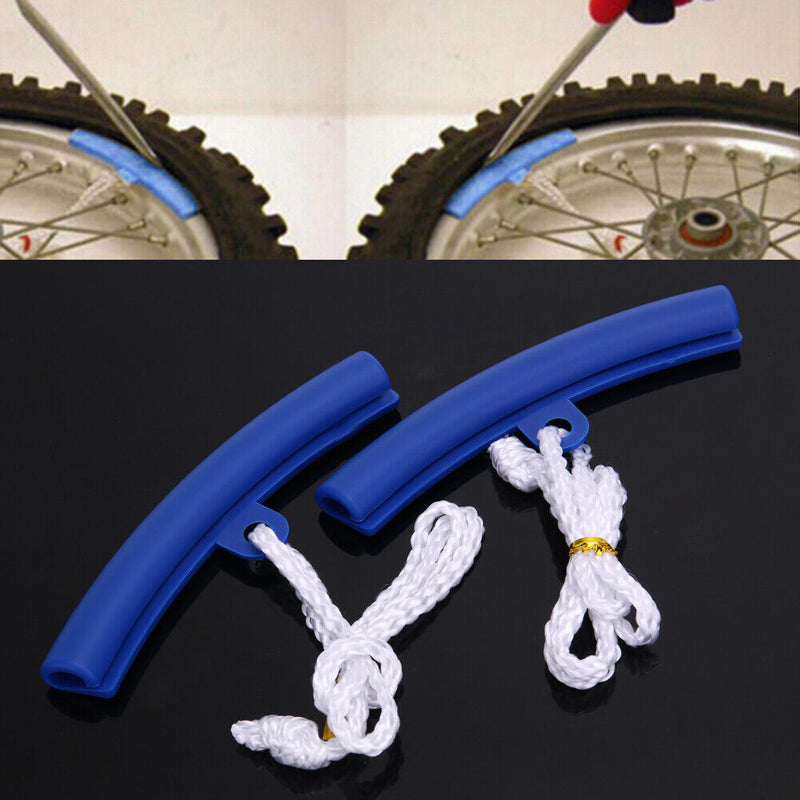 2pcs Motorcycle Saver Changing Tyre Tire Wheel Rim Edge Protectors (Blue) Newly