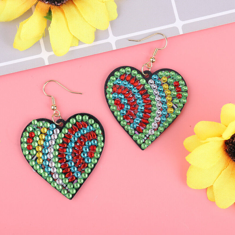 5D DIY Diamond Painting Earrings Double-sided Heart Drop Earrings (RZ017) Newly