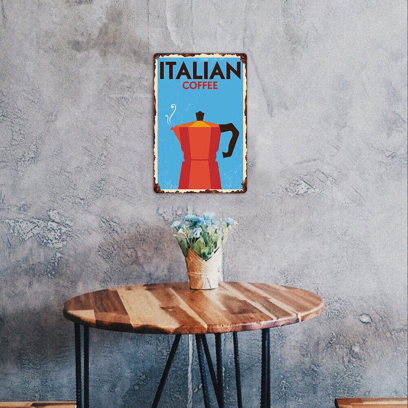 Tin Plates Wall Signs Retro Painting Italian Coffee Metal Plate Poster for Bar