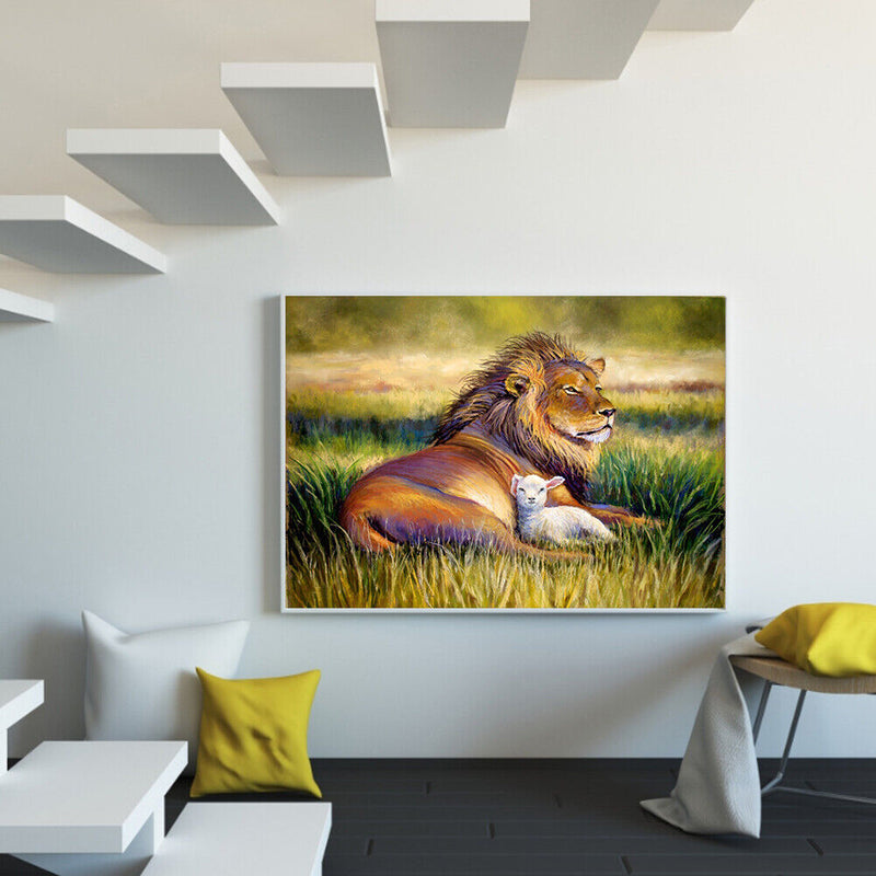 Paint By Numbers for Kids Adults Beginner Lion and Lamb DIY Acrylic Painting Kit