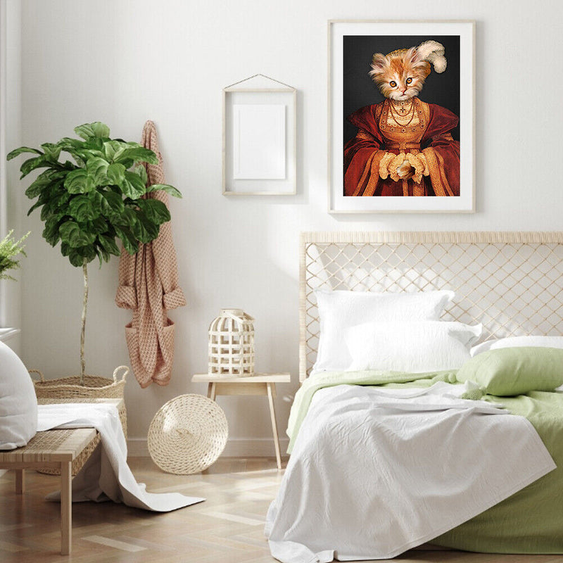 Dame Cat Oil Paint By Numbers Kit DIY Frameless Drawing for Adults Home Decor