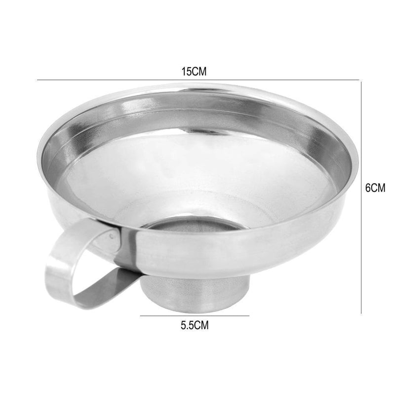 Stainless Steel Wide Mouth Canning Funnel Thick Salad Dressing Funnel(L)
