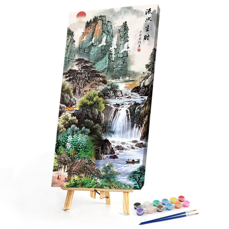 Waterfalls Oil Paint By Numbers Kits DIY Handpainted on Canvas Wall Art Picture