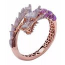 Animal Crystal Engagement Band Rings Boho Dragon Rings Rhinestone Zircon Gothic