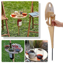 Foldable Outdoor Beach Wine Table, Mini Wooden Picnic Desk for Sand and Grass