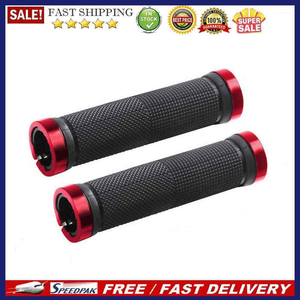 1 Pair MTB Bike Handlebar Anti-Skid Grips Rubber Bicycle Accessory (Red)