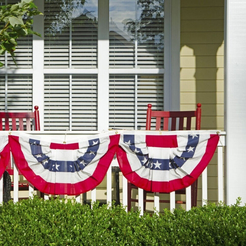 USA Bunting Flag Pleated Fan Resistant Polyester Banner for Independence Da