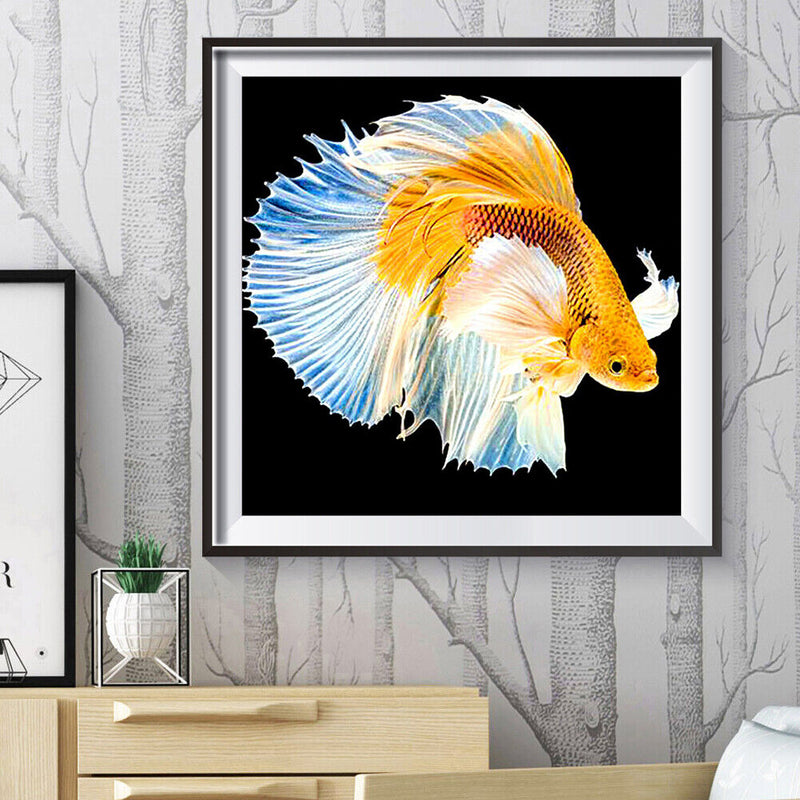 DIY Diamond Goldfish Full Round Drill Mosaic Wall Art Picture of Rhinestone