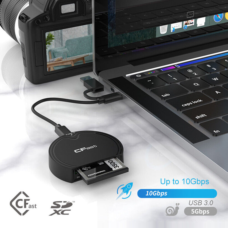 Rocketek Memory Card Adapter Portable 2 in 1 Card Reader Support for CFast/SD