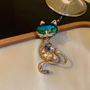 Fashion Kitten Cat Crystal Brooch Pin Women Costume Wedding Party Jewelry Gift~