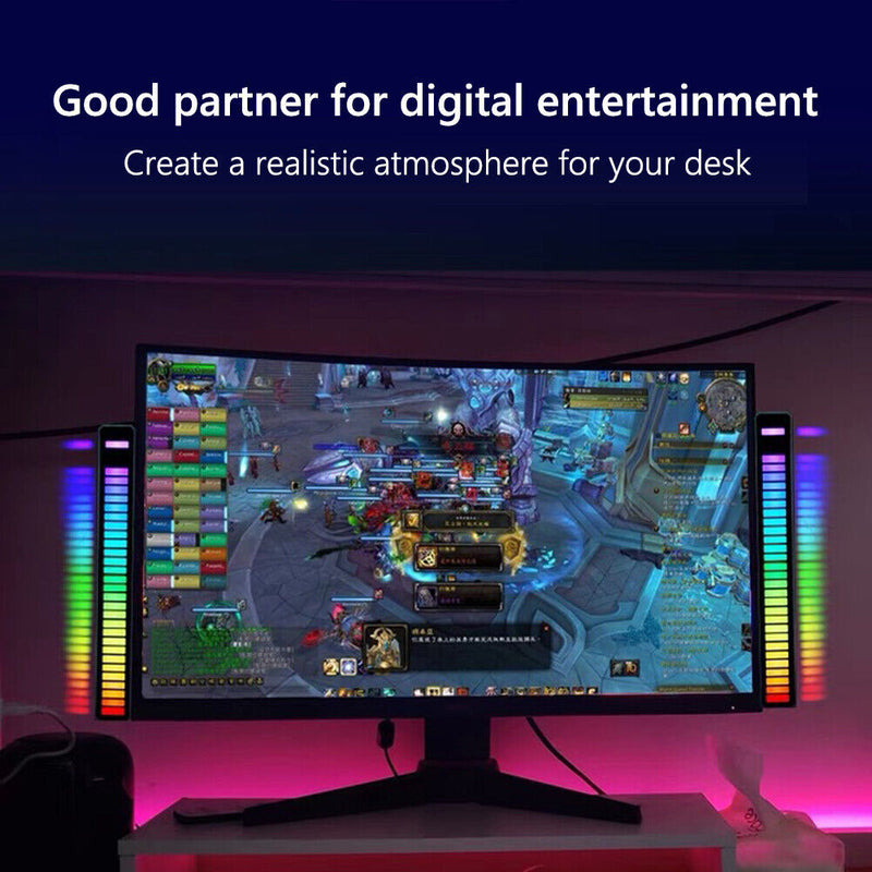 Rechargeable APP Sound Control Light RGB 32LED Pickup Lamp Bar(Black