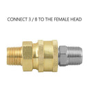 1 Pair 3/8 Threaded Male to Quick Connect Plug Fittings Pressure Washer Adapters