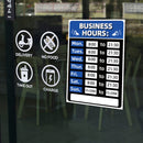 Business Hours Sign Hours of Operation Signs for Window / Door (Blue) Newly