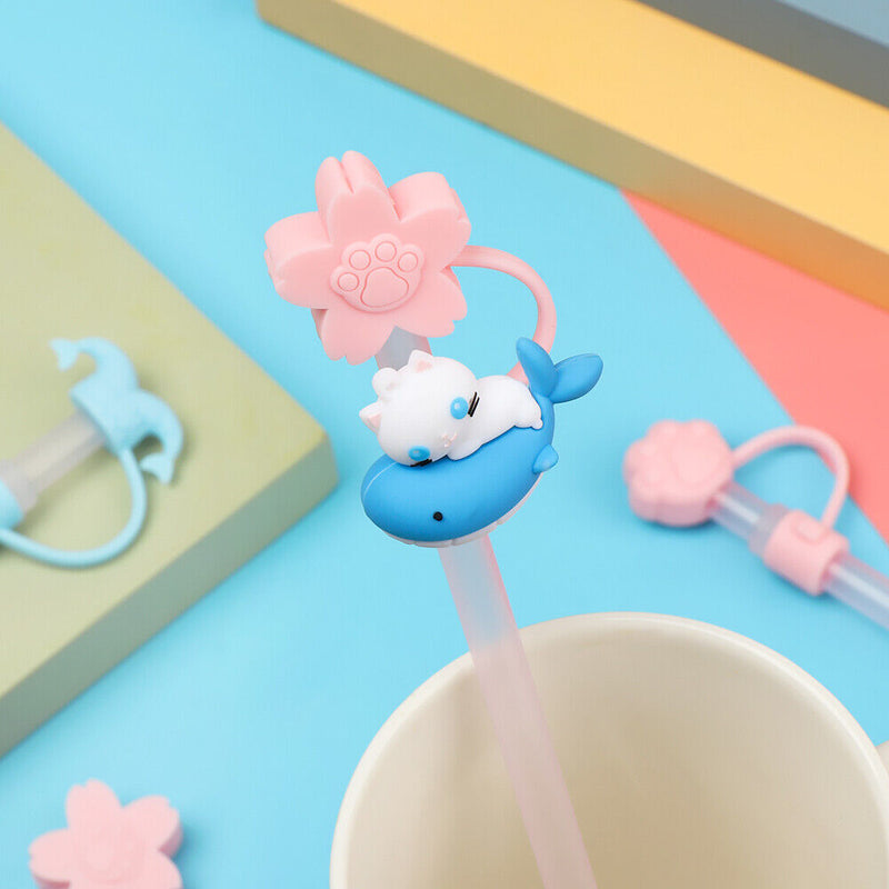 Drinking Dust Cap Silicone Straw Plug Cartoon Plugs Cover Cup Accessories