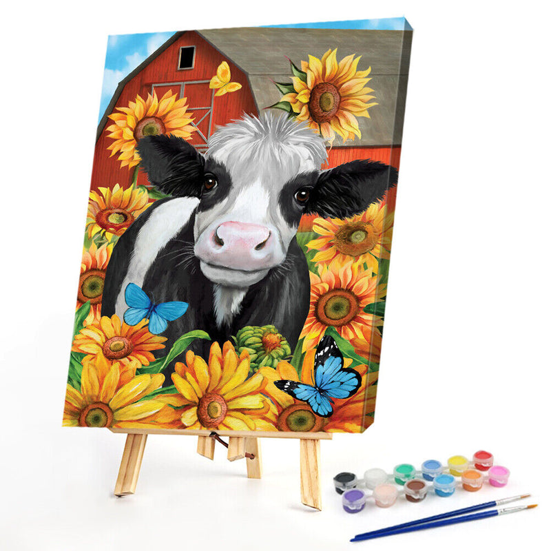 Farm Animal Oil Paint By Numbers Kit DIY Acrylic Painting on Canvas Frameless