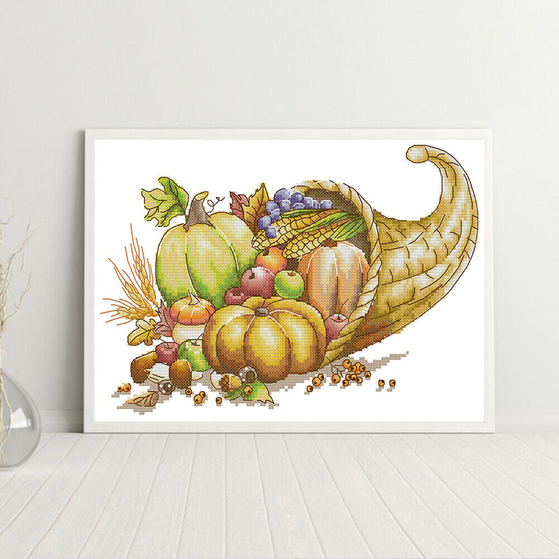 2 Strands Harvest Basketball Partial Embroidery Stamped Cross Stitch Home Decor Gift