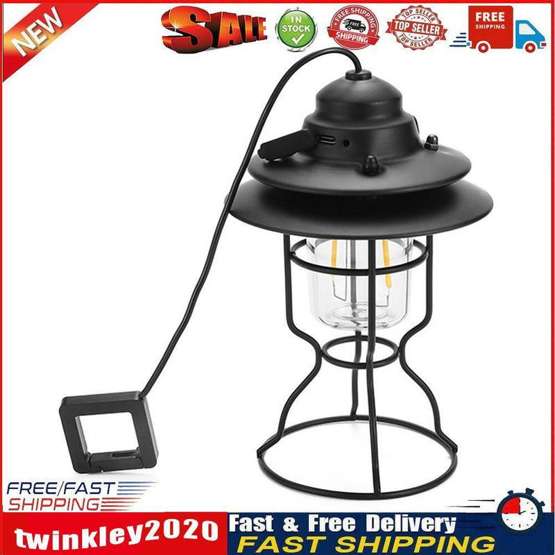 LED Camping Lamp Iron Outdoor Hanging Lantern USB Rechargeable (Tall) Newly