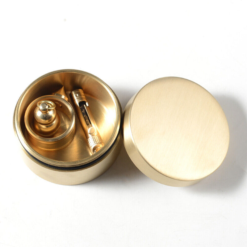 Brass Seal Cabin Medicine Drug Metal Jewelry Storage Cases Pill Holder (L) Newly
