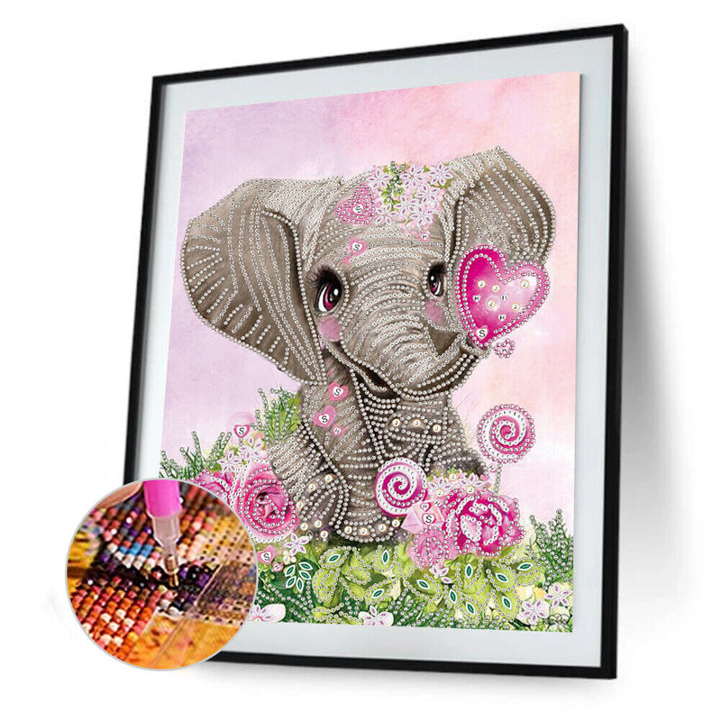 DIY Elephant Partial Special Shape Drill Diamond Painting Picture (YX306) Newly