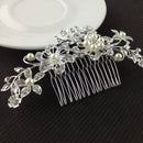 Bridal Wedding Flower Pearls Hair Comb Clip Diamante Rhinestone Women's I4 E6B4