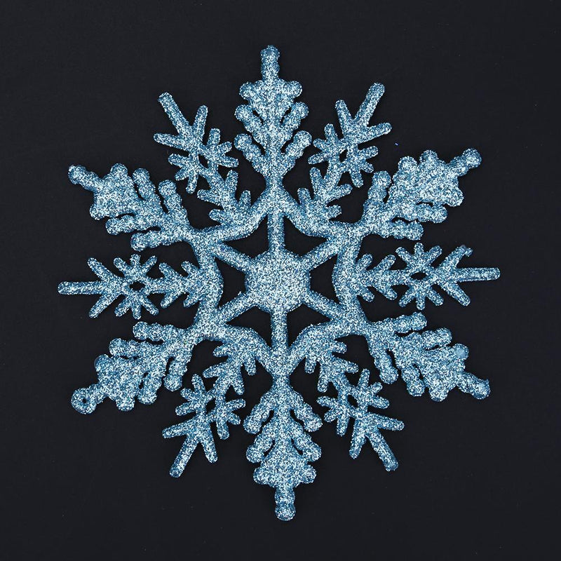 24pcs Snowflakes Xmas Tree Decor Plastic Glitter Snow Flake(Light Blue) Newly
