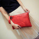 Women PU Leather Clutch Wristlets Purse Wallet Pure Color Handbags Red