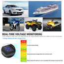 Motorcycle Dual QC 3.0 USB Charger SAE to USB Adapter with Voltmeter (Blue)