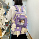 5pcs/set Canvas School Backpacks Women Lovely School Bags for Girl Shoulder Bags