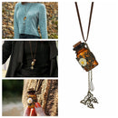 Charm Glass Flask Pendant Wishing Bottle Necklace Sweater Chain Carved Flower