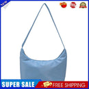 Women Solid Color Messenger Bag Lady Nylon Zipper Crossbody Bag (Blue)
