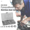 70pcs 7 Sizes Stainless Steel Single Ear Hose Clamps Fuel Air Pipe O Clips Newly