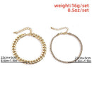 Shiny Rhinestone Chunky Chain Layered Accessory Diamond Anklet Cuban Link