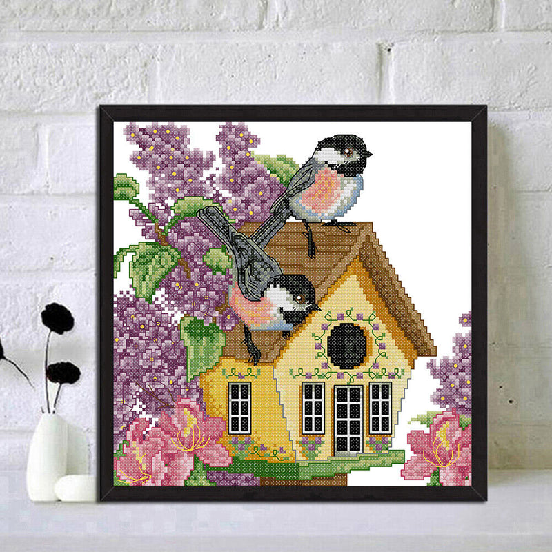 Partial Cross Stitch Birds House Embroidery Cotton Thread DIY Needleworks