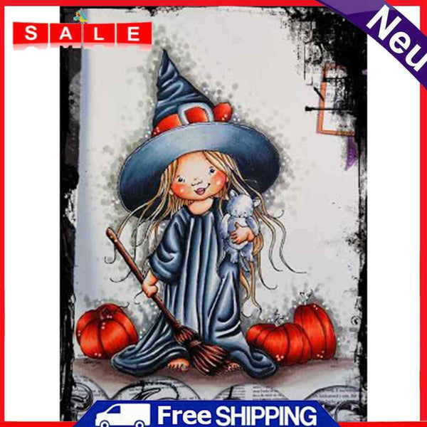 Art Hand Painted Oil Paint By Numbers Witch Digital Drawing On Canvas Home Decor