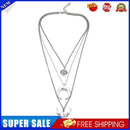 Fashion Multilayer Necklace Geometric Round Cow Head Horn Pendant Chains