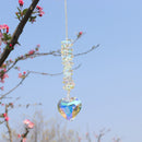 Crystal Love Heart Pendants Colorful Hanging Drop Wind Chime Garden Decor Newly