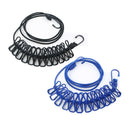 Rope Travel Portable 12 Spring Clips Drying Rack Hanger Elastic Clothesline
