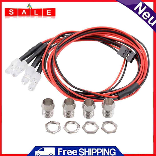 4pcs RC Cars 4 LED 70cm Headlight Taillight for 1/12 1/18 1/10 1/8 Axial Scx10