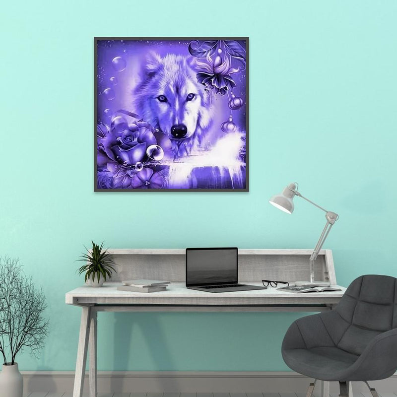 5D DIY Full Drill Diamond Painting Wolf Cross Stitch Needlework Round Rhinestone