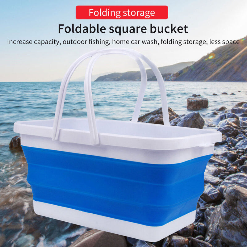Collapsible Bucket Portable Water Wash Basin for Camping Hiking (Blue) Newly