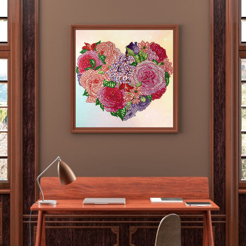 Part Special Shaped Drill Diamond Painting 5D Flower Heart Handiwork Mosaic Kit
