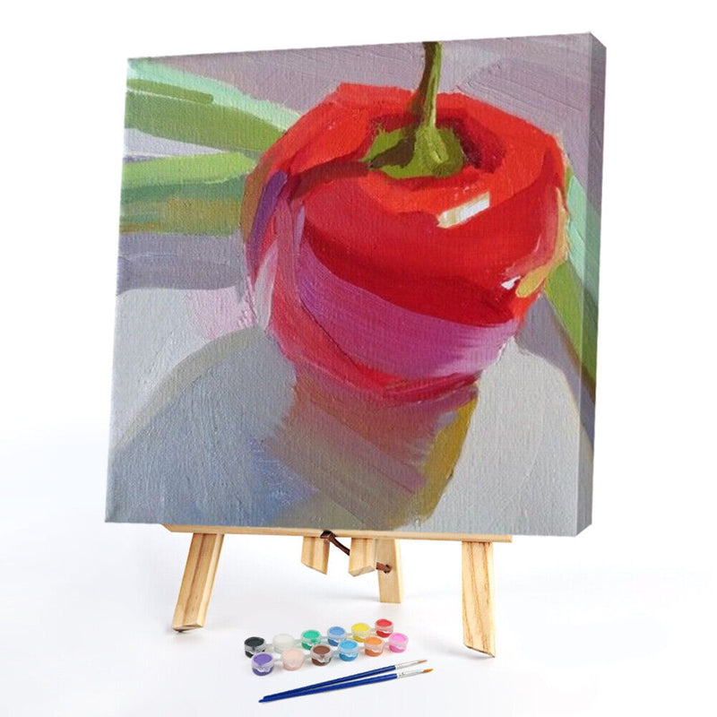 Oil Paint by Numbers Pepper Flower Canvas Artwork Living Room Picture Decoration